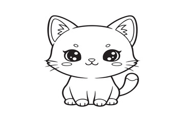 Obraz premium Cat coloring page for kids with cute kitten outline illustration