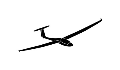 Black and White Glider Aircraft Vector Illustration