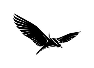 Obraz premium Black Vector Illustration of a Flying Bird in Flight