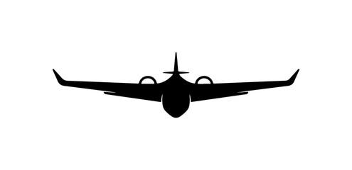Modern Black Vector Silhouette of a Twin-Engine Jet Aircraft