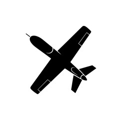 Obraz premium Minimalist Black Vector Jet Aircraft Icon