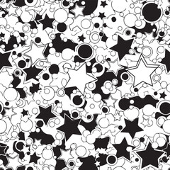 Fototapeta premium Intricate monochrome star and circle pattern with geometric shapes and repeating motifs for graphic design.