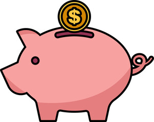Obraz premium Piggy bank icon transparent PNG. Piggy bank vector illustration. Piggy bank PNG. Piggy bank clipart. Piggy bank symbol. Money, saving, and banking concepts.