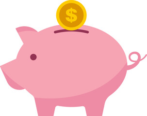 Obraz premium Minimalist pink piggy bank PNG. Piggy bank icon transparent PNG. Piggy bank vector illustration. Piggy bank clipart. Money, saving, and banking concepts.