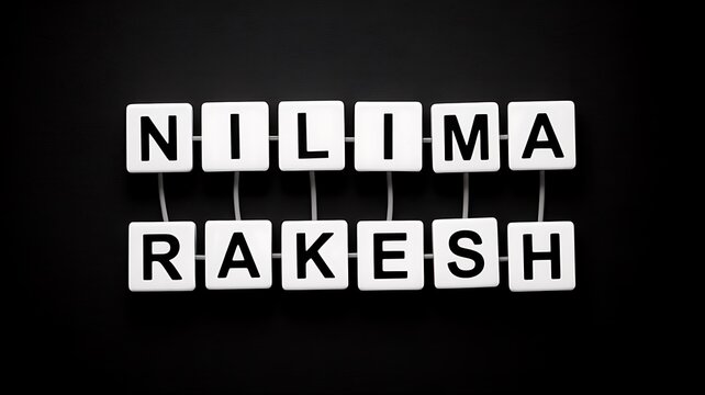 "Name Tile Illustration &ndash; Stylized NILIMA and RAKESH Design"