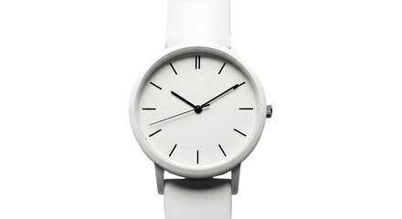 A sleek white watch with a minimalist design on a black background