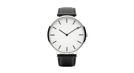 Elegant oval watch with black strap on white face
