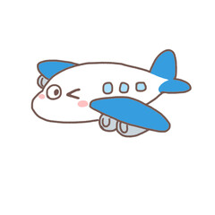 Cute Winking Cartoon Airplane Character