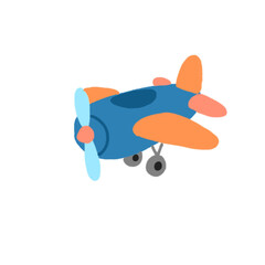 Cute cartoon propeller airplane illustration on black