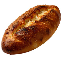 Piece of bread with cheese on it on black background with black.