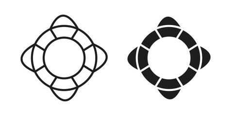 Life buoy icon in black line style set. logotype designs © Sara