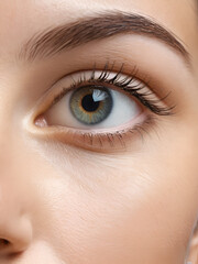 Obraz premium A close-up view of an eye showing skincare application