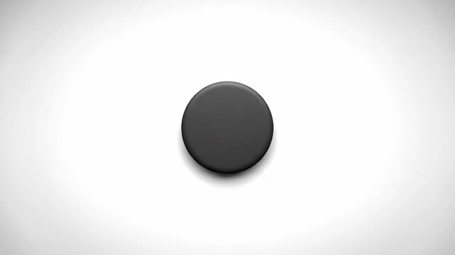 Clean abstract motion graphic showing a dark gray 3D circle button centered on a bright white background for corporate presentations or UI mockups.