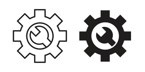 Maintenance icon in black line style set. logotype designs
