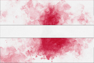 Abstract Watercolor Background with Three Horizontal Bands, Two Vibrant Red and One Textured White, Overlaid with Subtle Diagonal Line Patterns on a Rough Paper Surface