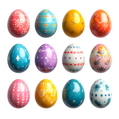 Bunch of colorful painted easter eggs on black background with space for.