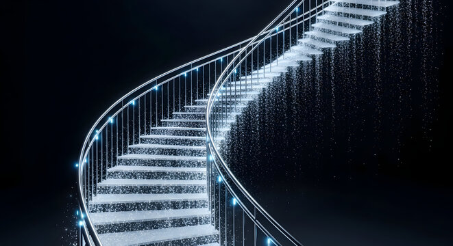 Spiral Staircase of Light in Midnight
Glittering Helix: Silver Staircase in Glow
Neon Spiral Stair: Silver Banister
Staircase of Echoes: Cool-Toned Glow
Luminous Spiral: A Silver Ascent
Gleaming Spira