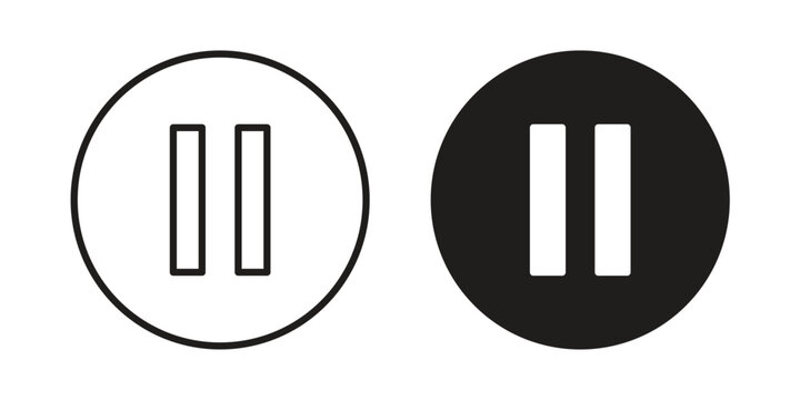 Pause icon in black line style set. logotype designs