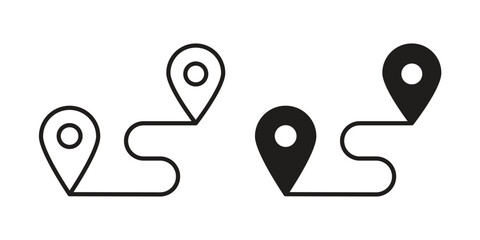 Route icon in black line style set. logotype designs © Sara