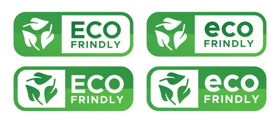 Eco Friendly Green Badge Icons &ndash; Sustainable Environmental Certification Labels Set