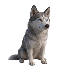 Fototapeta premium Sitting Siberian Husky with Blue Eyes