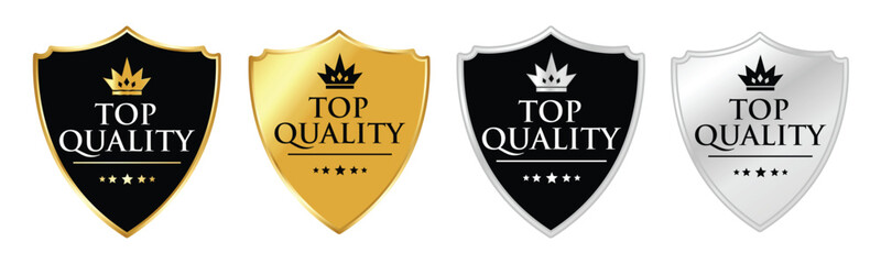 Top Quality Shield Badges &ndash; Premium Gold Black Silver Award Icons Set