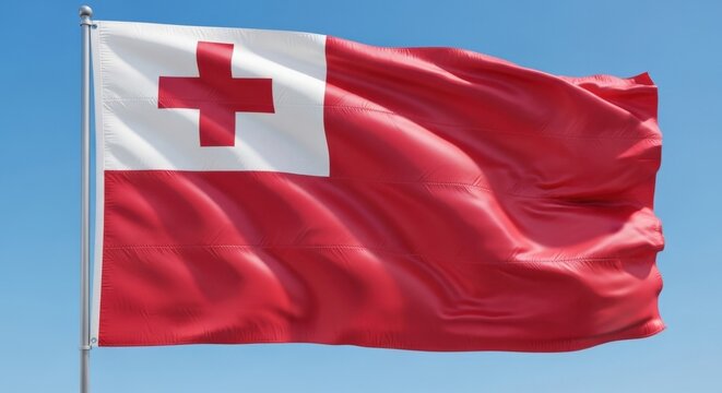 Tonga Flag Against Clear Sky