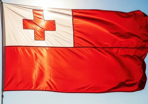 Tonga Flag Against Clear Sky