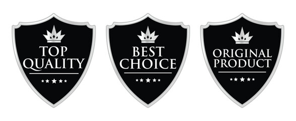 Top Quality Shield Badges: Best Choice Original Product Guarantee Icons