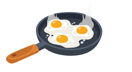 Sizzling breakfast eggs freshly prepared in a classic frying pan illustration for morning meals