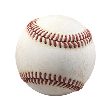 Close up of a white baseball with red stitching on a black background sport game 3, Png On White Background, Isolated on Transparent Background, Cut Out