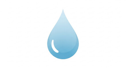 Large blue water droplet with shiny surface on white background symbolizing freshness and purity