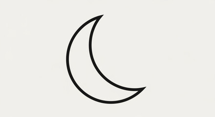 Obraz premium Simple black crescent moon symbol on white background for decoration or design