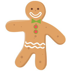 Cheerful Gingerbread Man Character in Cartoon Style. Vector Illustration.