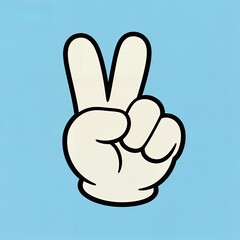 Obraz premium Cheerful Victory: Minimalist Peace Sign Hand Gesture Art
