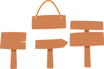 Hand drawn blank wooden sign for information, Outdoor wood board, Empty wooden blank sign with robe illustration