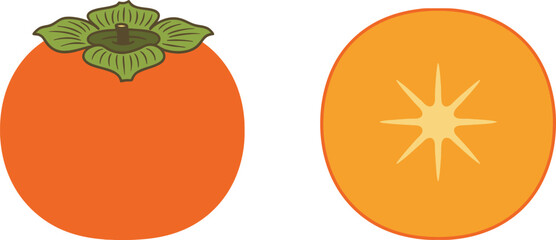 An orange and a halved orange on a white background