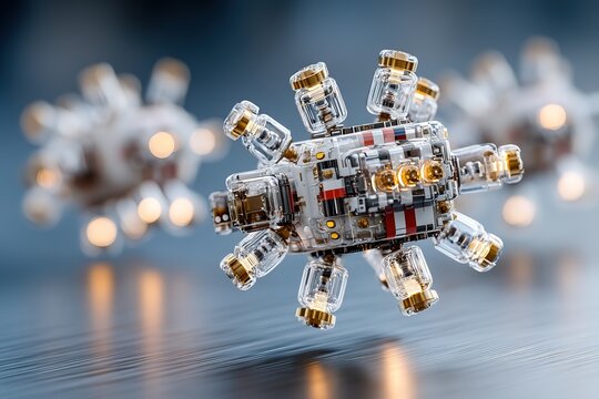 Dynamic self-assembling modules geometric glowing edges floating clicking together
