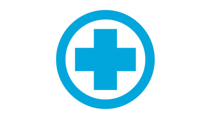 Obraz premium Blue Medical Cross Icon in Oval Circle. Healthcare, First Aid, and Pharmacy Symbol Logo Graphic Isolated on White Background.