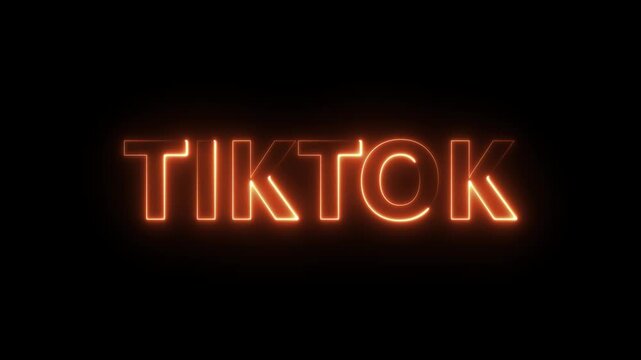 Neon sign showing glowing neon tik tok sign with vibrant red light effect on dark background neon sign digital signage. resolution use.