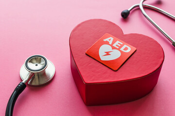 AED　Automated External Defibrillator　自動体外式除細動器のイメージ素材