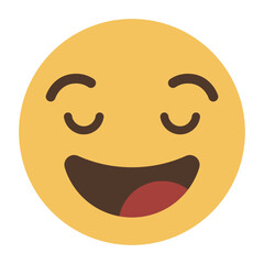 Laughing happy emoji face with closed eyes and open mouth cartoon icon isolated on transparent background.