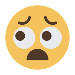Worried scared emoji face with anxious expression cartoon icon isolated on transparent background.
