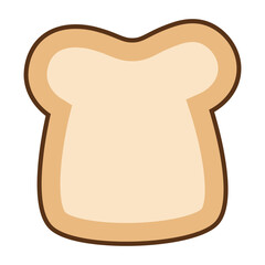 Cute bread slice toast cartoon icon isolated on transparent background.

