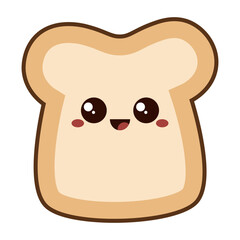 Cute smiling toast bread character cartoon icon isolated on transparent background.