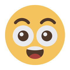 Surprised excited emoji face with open mouth cartoon icon isolated on transparent background.
