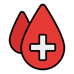 Fototapeta premium Blood Filled Line Icon Vector, HIV AIDS Awareness and Medical Healthcare Symbol for Hospital and Campaign Design