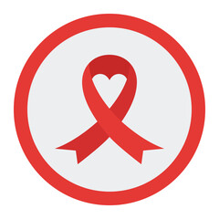 Obraz premium Aids Sign Flat Icon Vector, HIV AIDS Awareness and Medical Healthcare Symbol for Hospital, Prevention Campaign, and Public Health Design