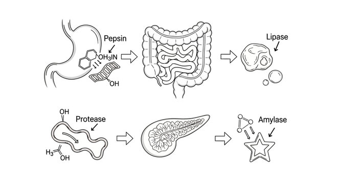 Digestive Enzymes: Pepsin, Protease, Amylase, Lipase in Human Digestion System