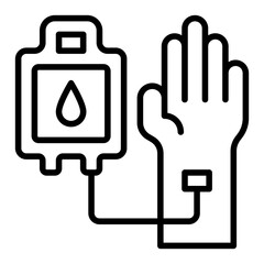 Obraz premium Blood Transfusion Outline Icon Vector, HIV AIDS Awareness Medical Line Symbol for Healthcare, Hospital, and Public Health Campaign Design